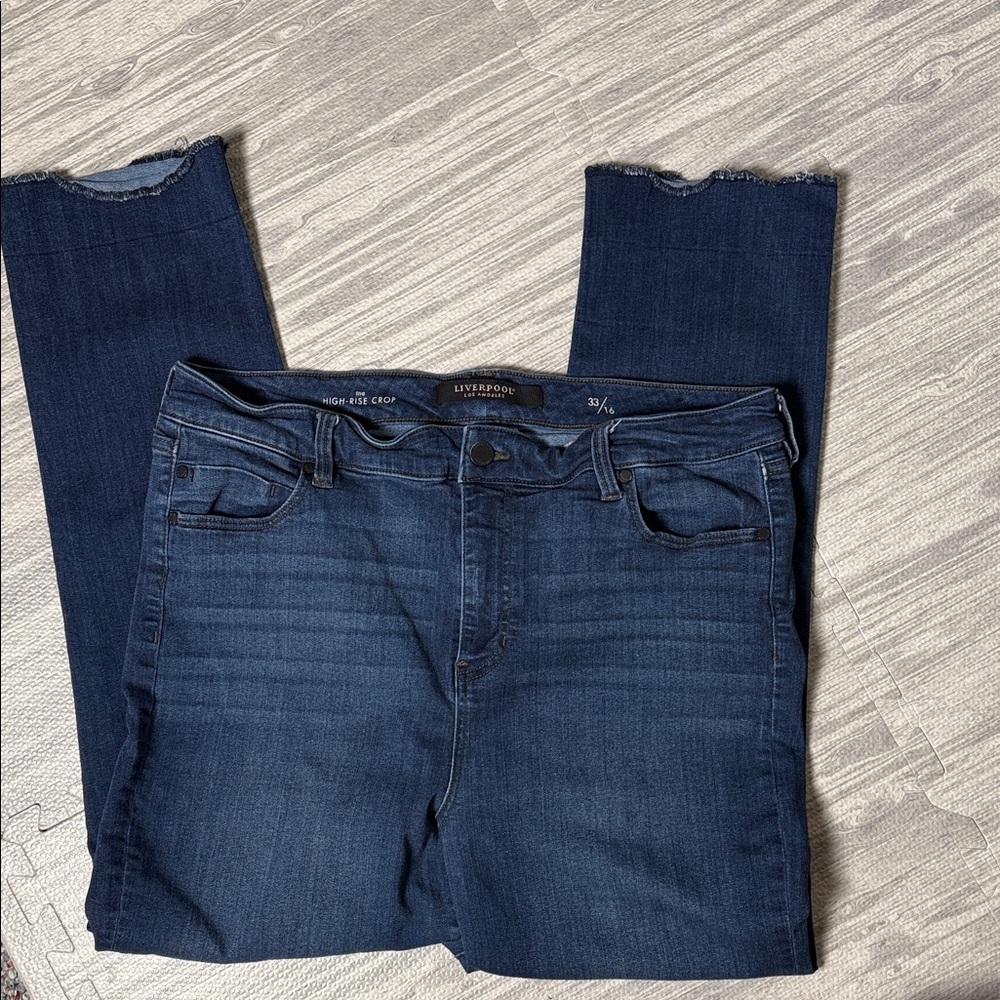 Liverpool Dark Wash High Rise Crop Jeans Size 33/16